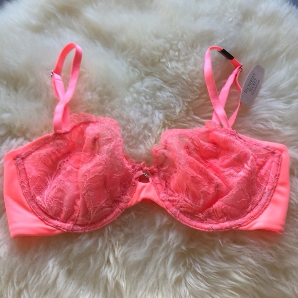 Victoria's Secret Neon Pink Lace Bra